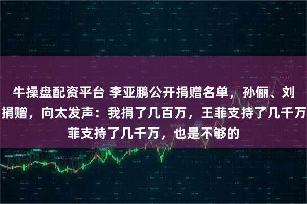 牛操盘配资平台 李亚鹏公开捐赠名单，孙俪、刘亦菲等明星曾捐赠，向太发声：我捐了几百万，王菲支持了几千万，也是不够的